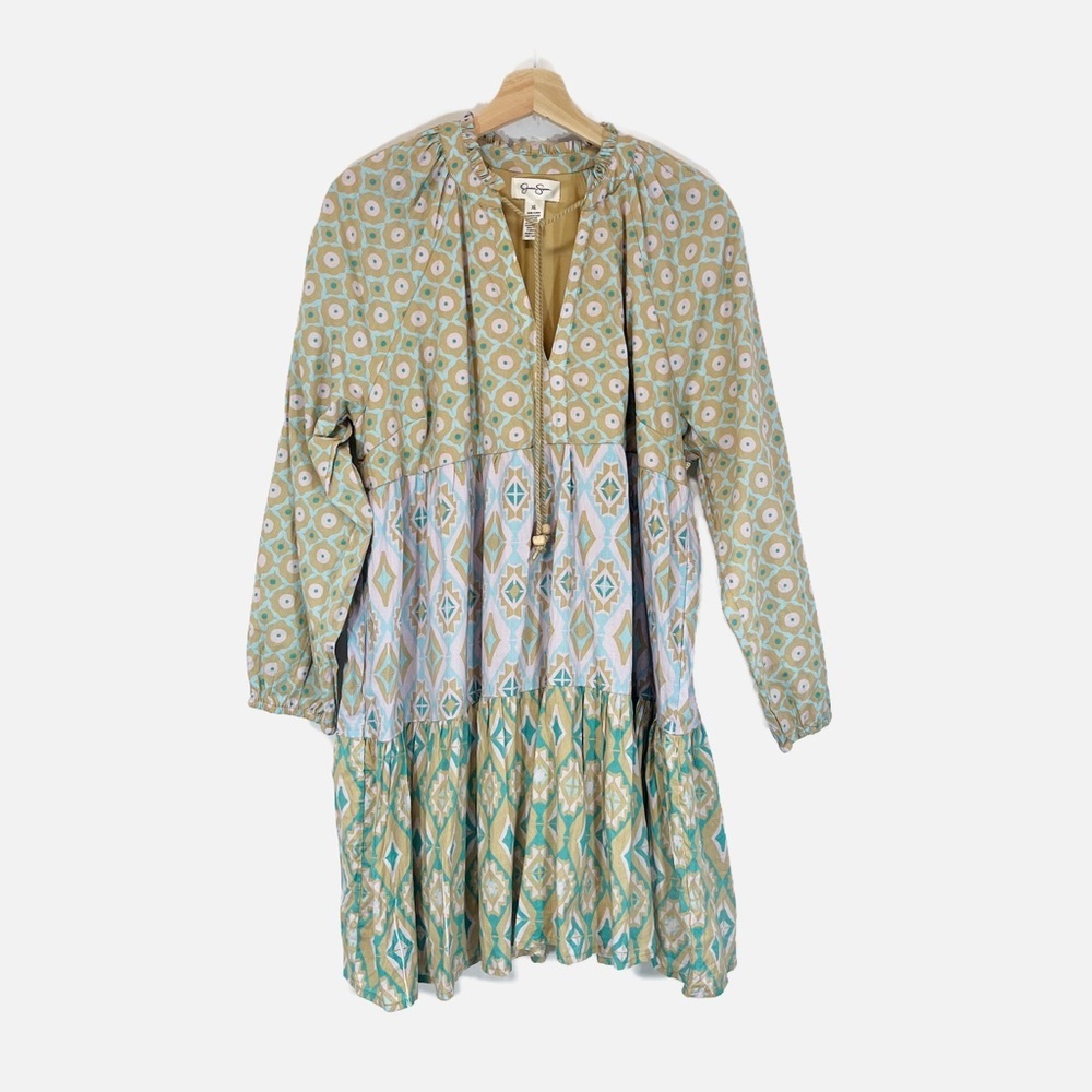 NWT Jessica Simpson Tiered Midi Bohemian Hippie Style Dress Geometric Size XL
